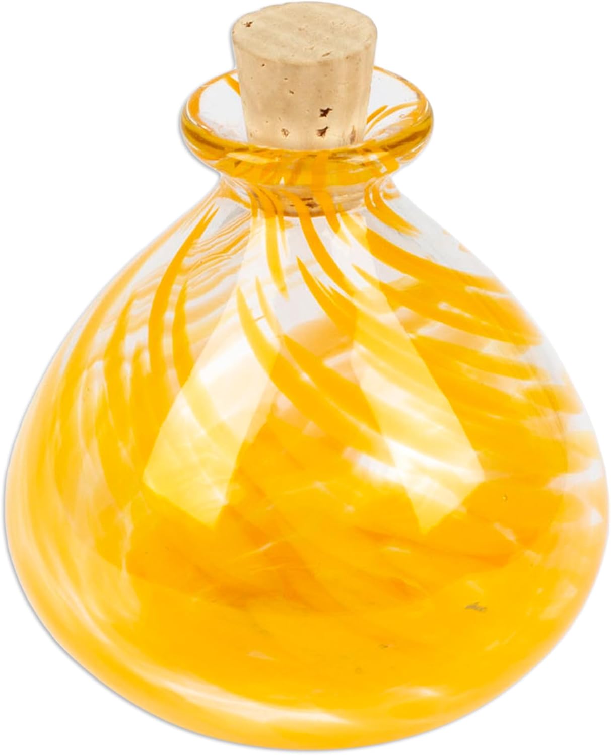 NOVICA Artisan Handblown Recycled Ecofriendly Glass Jar in Ornage from Mexico Clear Orange Tableware Kitchen Accessories Storage [jars 3.9in H x 3.5in Diam. 8 Oz.] ' Orange Potion'