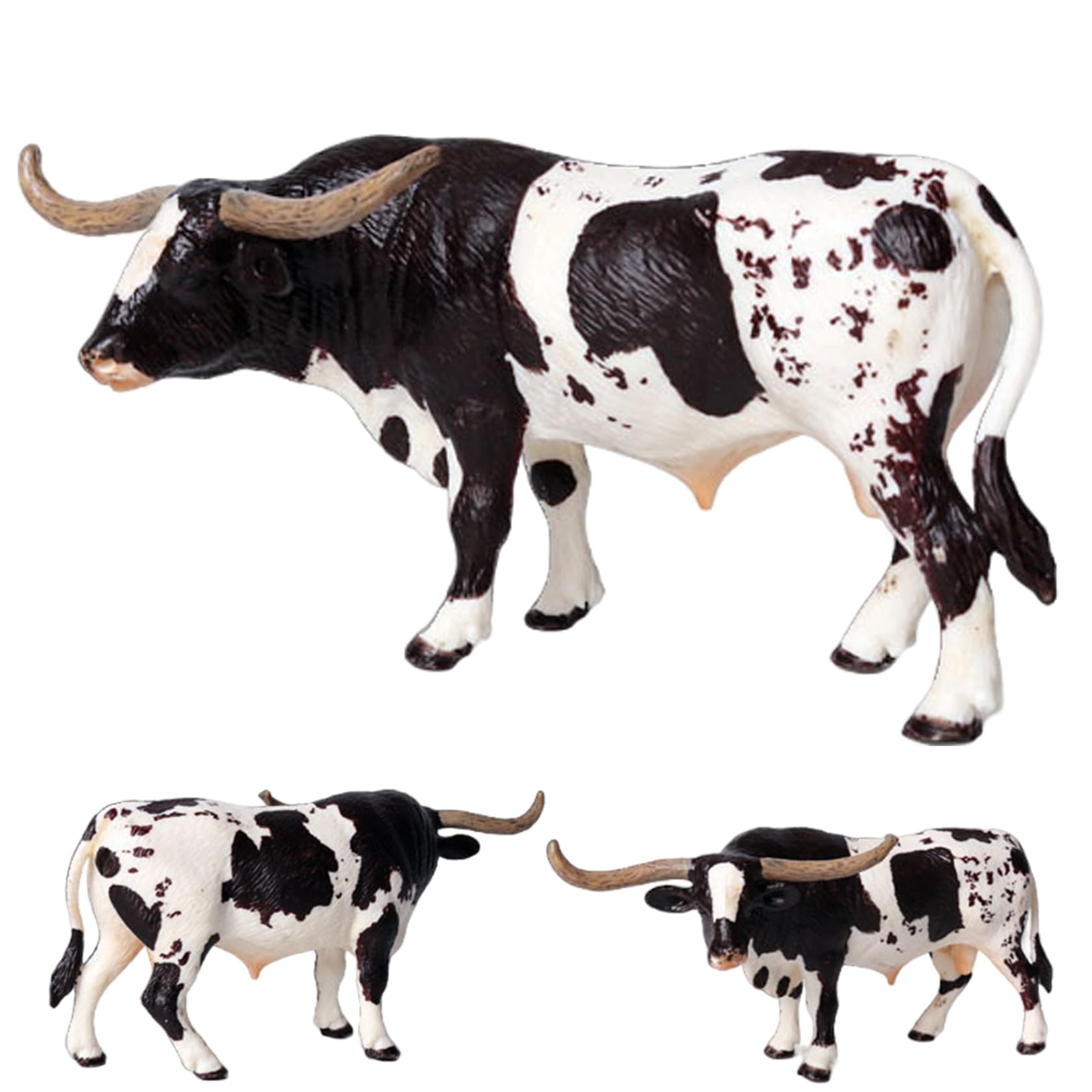 Grsrkep 1Pc Cow Figurine, Artificial & Realistic Texas Cow Statue, 6X3x2 Inch Toys, Educational & Decorative Plastic, For Kids