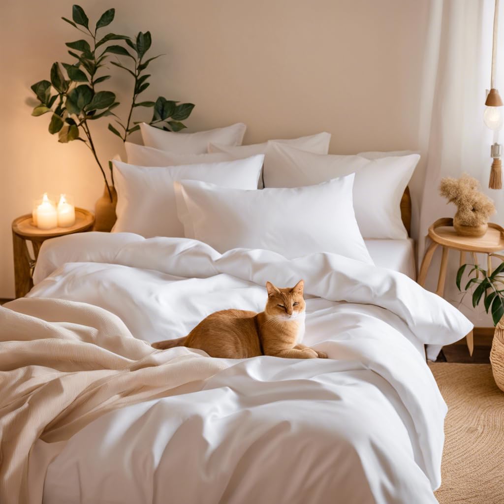 100% Pure Organic Cotton Sheet Set - Luxury 4-Piece - Chemical Free, Breathable - White - Sensual Comfort (King)