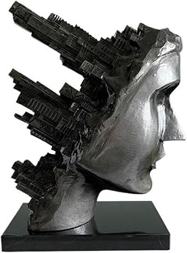 Art Statues Modern Metal Art Statue with Marble Base Abstract Sculpture Contemporary Home Office Decor