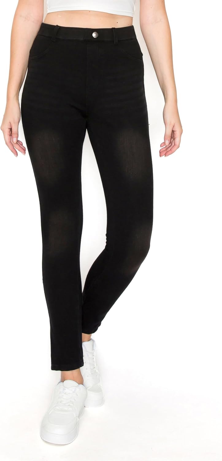 Leggings Depot Women's Stretch Pull-on Skinny Denim Look Jean Leggings (Available in Plus Size)