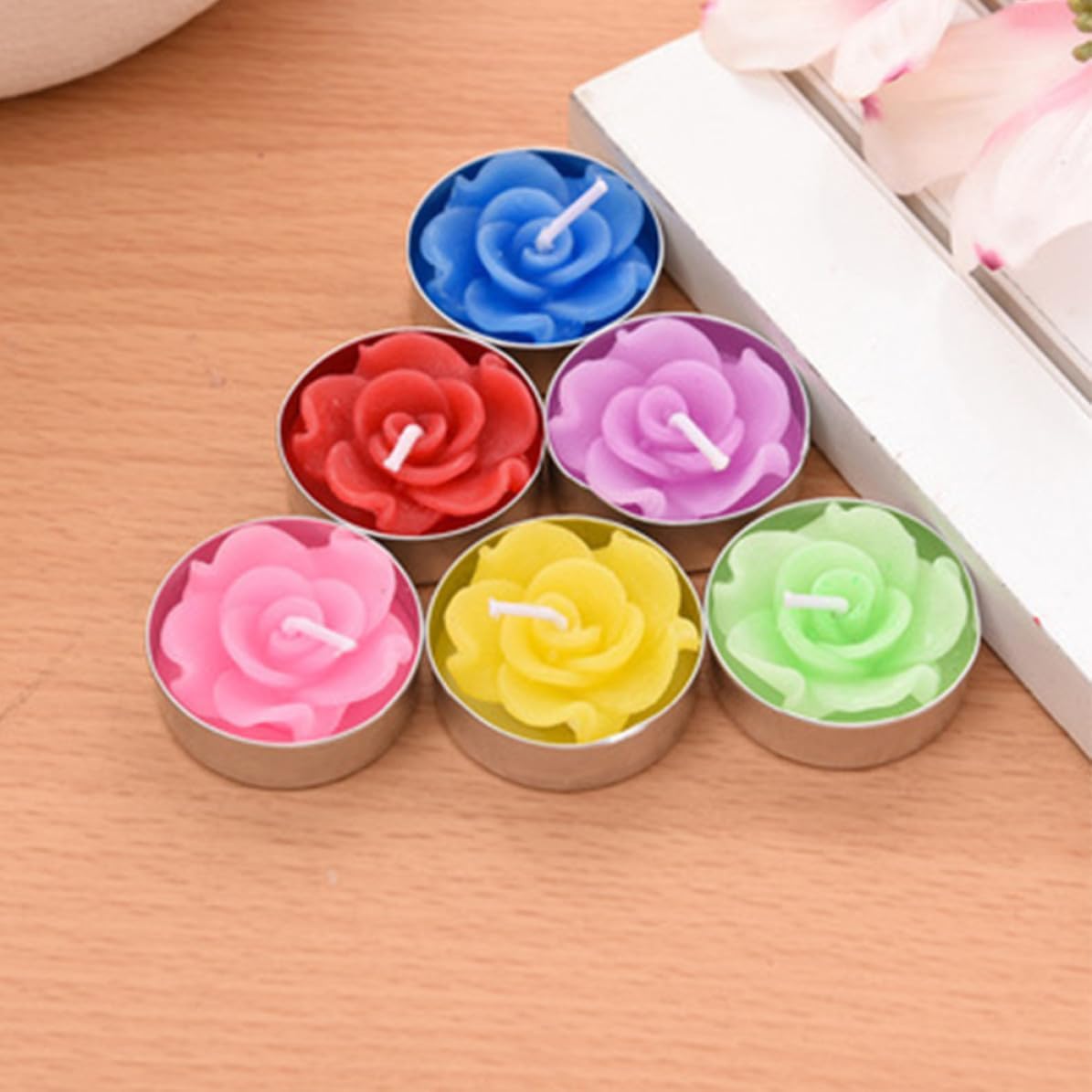 12pcs Rose Flower Smokeless Floating Candles for Wedding