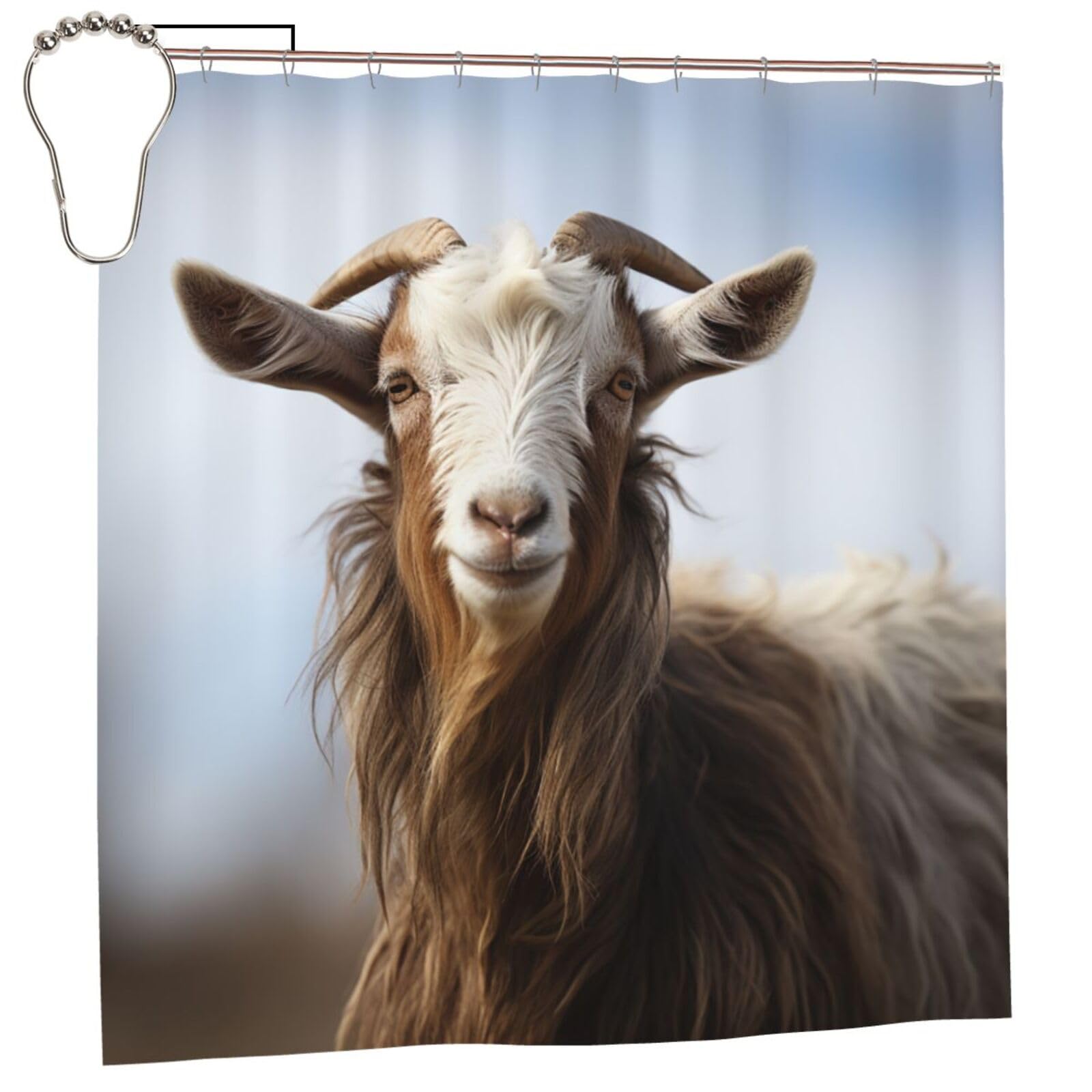 FodPand Animal Goat Shower Curtain 70"x70" Waterproof Long Bathroom Curtain Heavy Duty Thick Cloth Bath Curtain Set with Hooks, Modern Abstract Art Pattern Bathroom Shower Curtains