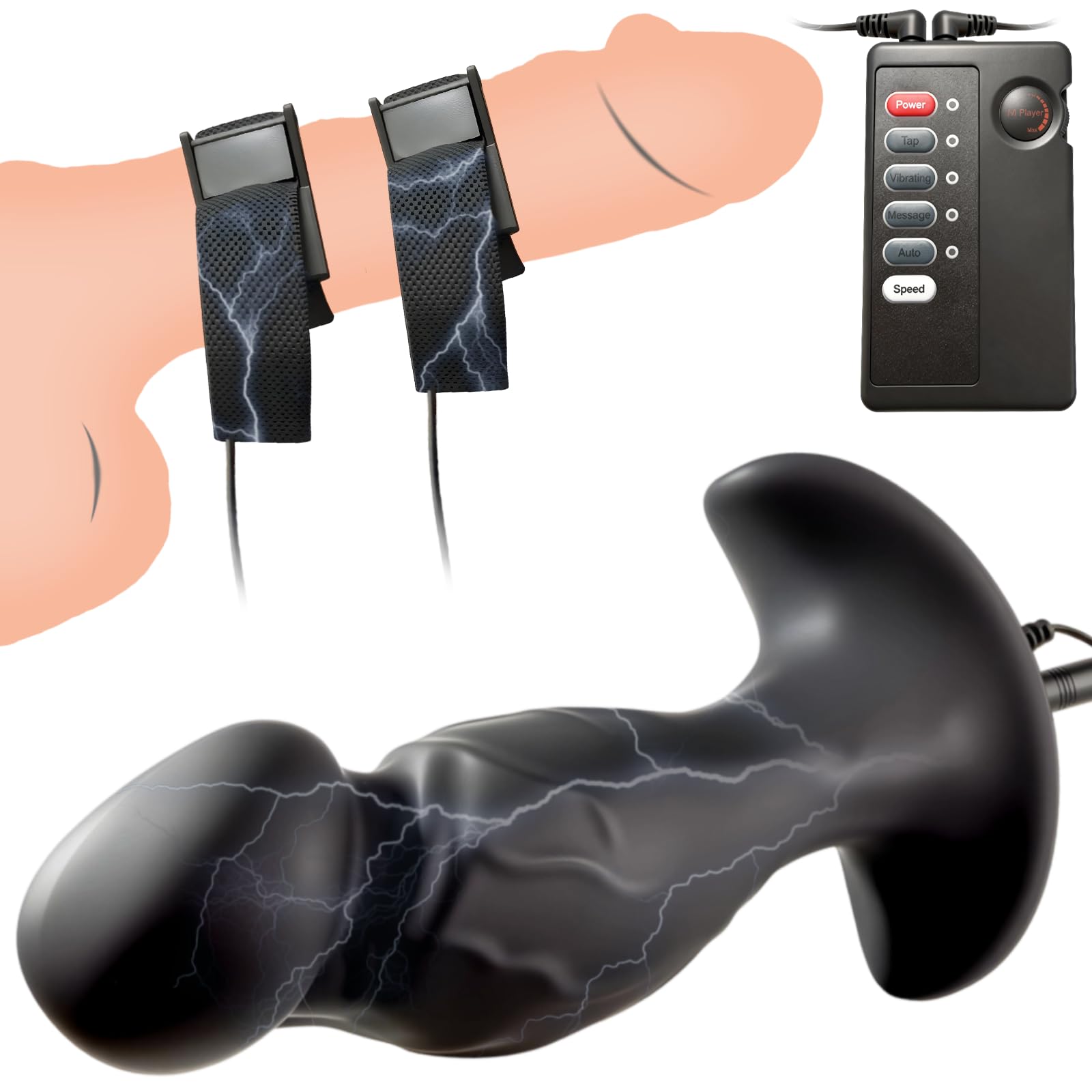 Elettrostimolazione Plug Anale Stimolazione Elettrica Anello per Pene Dilatatore Anale Dildo Anali Stimolatore Prostata Masturbatori G-Spot Donna Butt Plug Silicone Uomini Sexytoysys Coppia Sex Toy