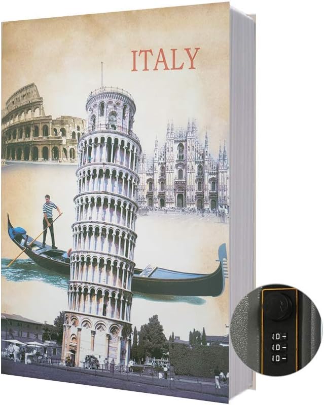 PACOLO Diversion Book Safe Storage Box (Size 9.5"×6.2"×2.2") With Security Combination Lock, Dictionary Secret Hidden Safe (ITALY - Combination Lock)