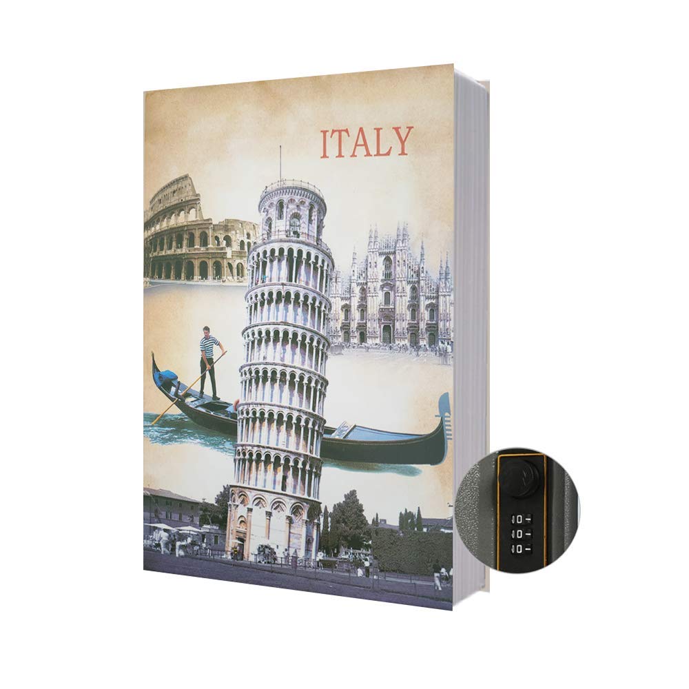 PACOLO Diversion Book Safe Storage Box (Size 9.5"×6.2"×2.2") With Security Combination Lock, Dictionary Secret Hidden Safe (ITALY - Combination Lock)