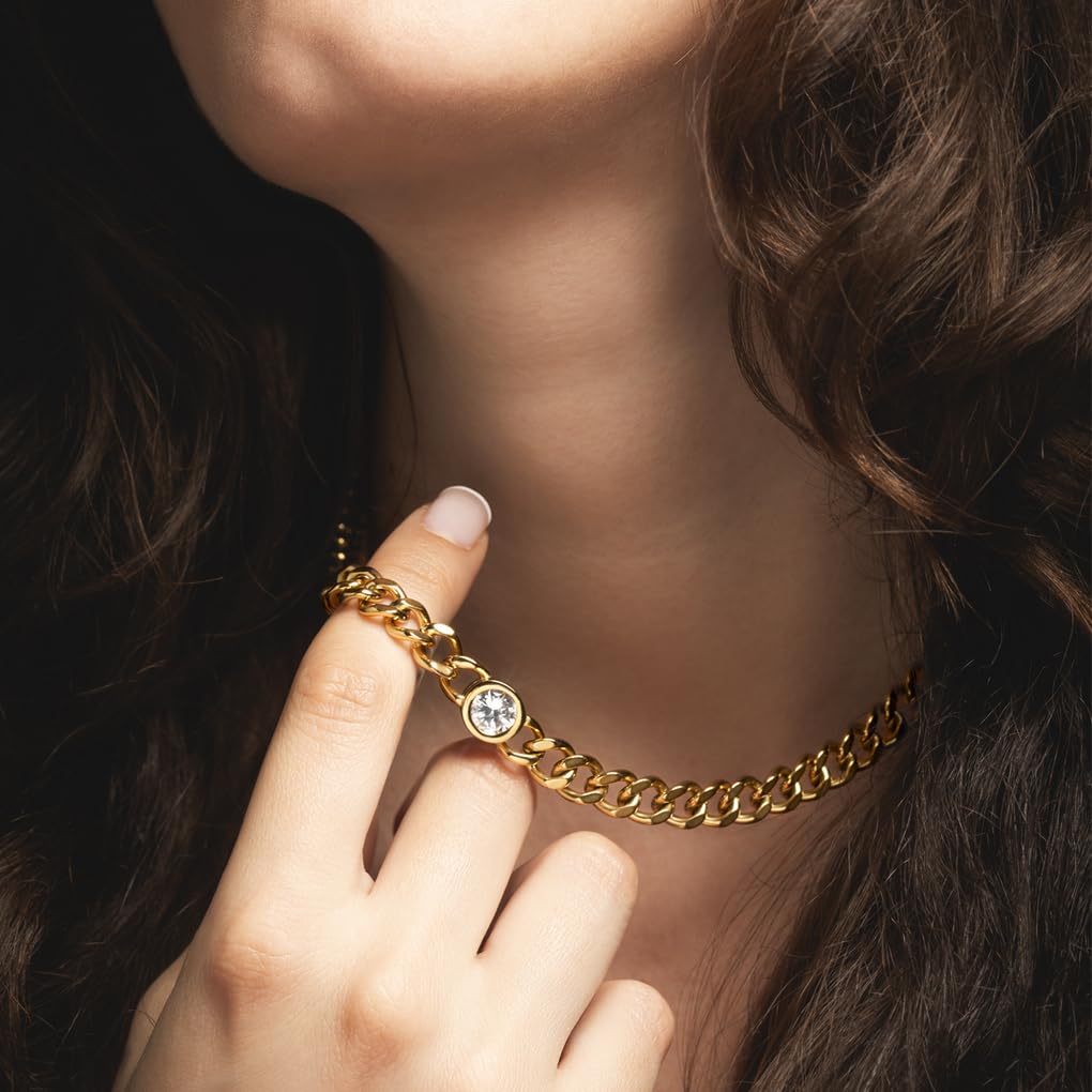 LOTUS STYLE Collar Mujer Con Gargantilla Acero Inoxidable - Colgante De Acabado Brillo - Resistente Al Agua LS2342-1/1 - Choker - Regalo De Cumpleaños, Aniversario, San Valentín, Madre Y Más