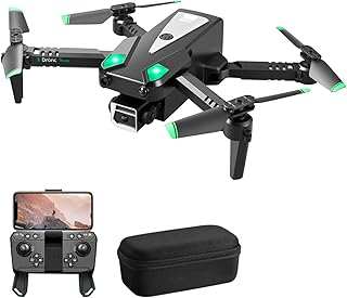 Namolit Mini drone de controle remoto com câmera dupla Quadcopter sem cabeça dobrável com função de prevenção de obstáculos Luz de destaque com bolsa de armazenamento