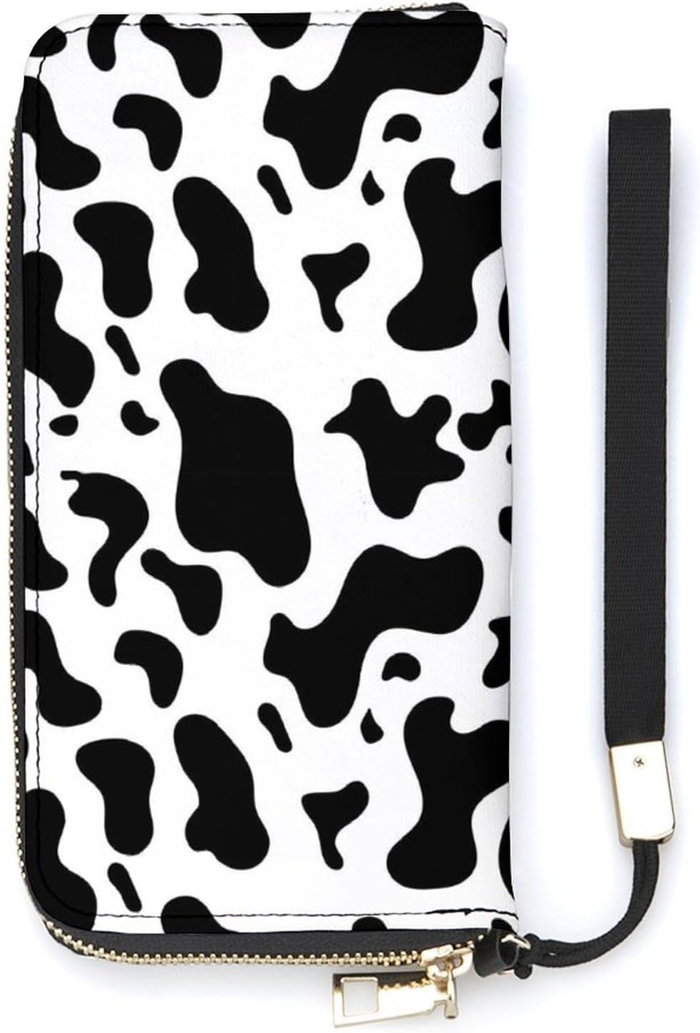 Black And White Animal Cow Print.png Portable Long Handheld Wallet, Large Capacity Wallet