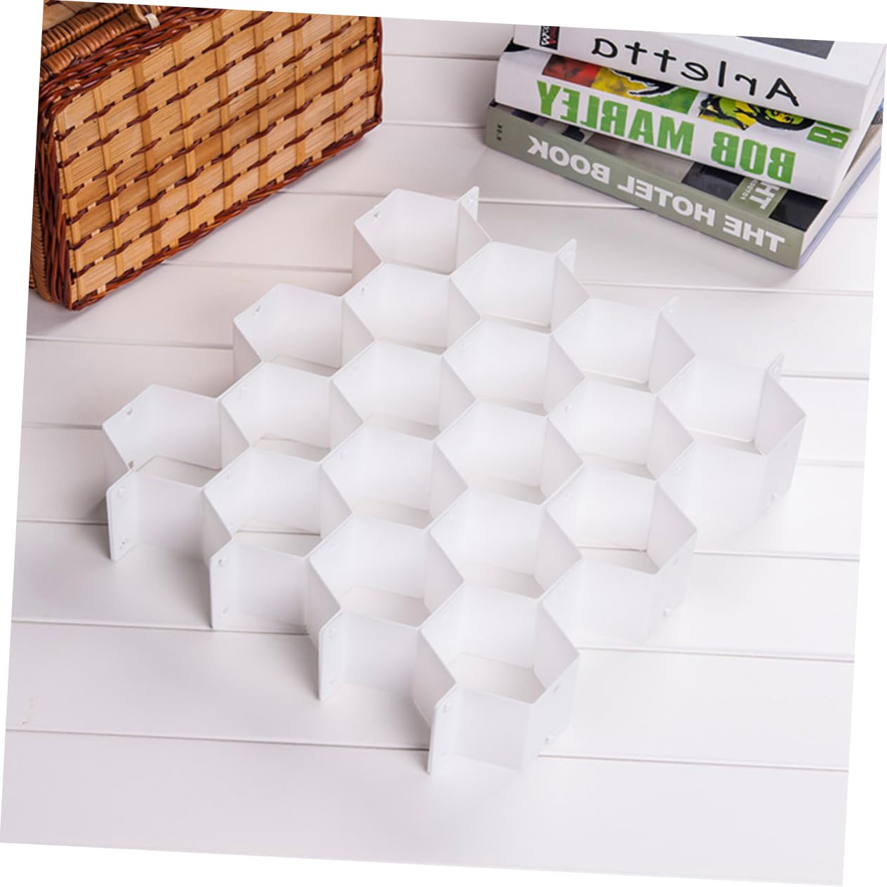 TOPBATHY Divisori per Cassetti a Nido D'ape in Plastica, Organizer per Cassetti Regolabile, Set da 4 Pezzi per Biancheria Intima, Calzini e Trucco, Salvaspazio per Armadio e Cassettiera