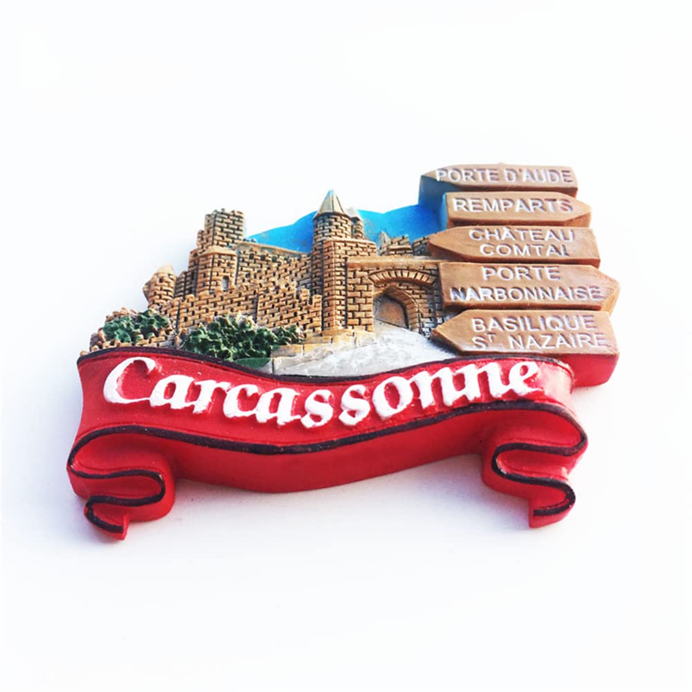 Carcassonne Castle France Refrigerator Magnet - 3D Hand Painted Travel Souvenir Fridge Decoration - View #7