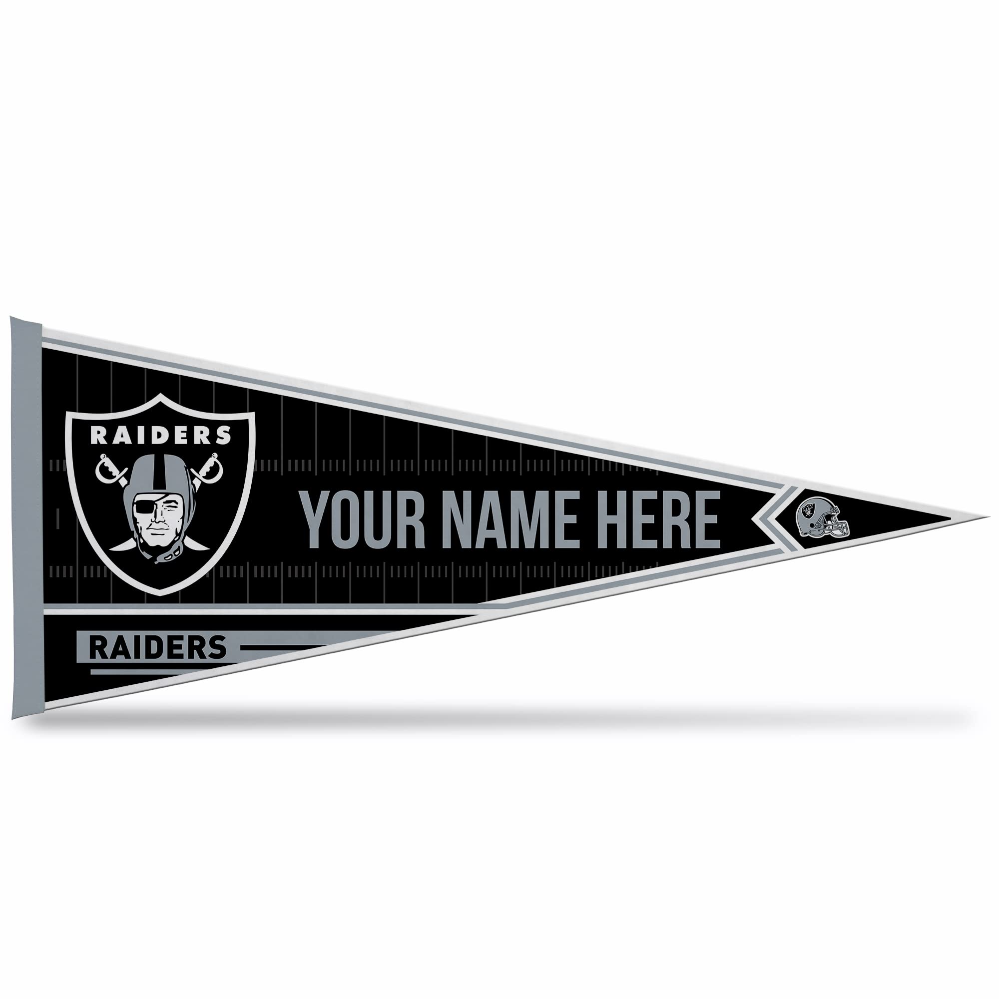 Rico Industries NFL Football Las Vegas Raiders Personalized - Custom 12" x 30" Soft Felt Pennant - EZ to Hang