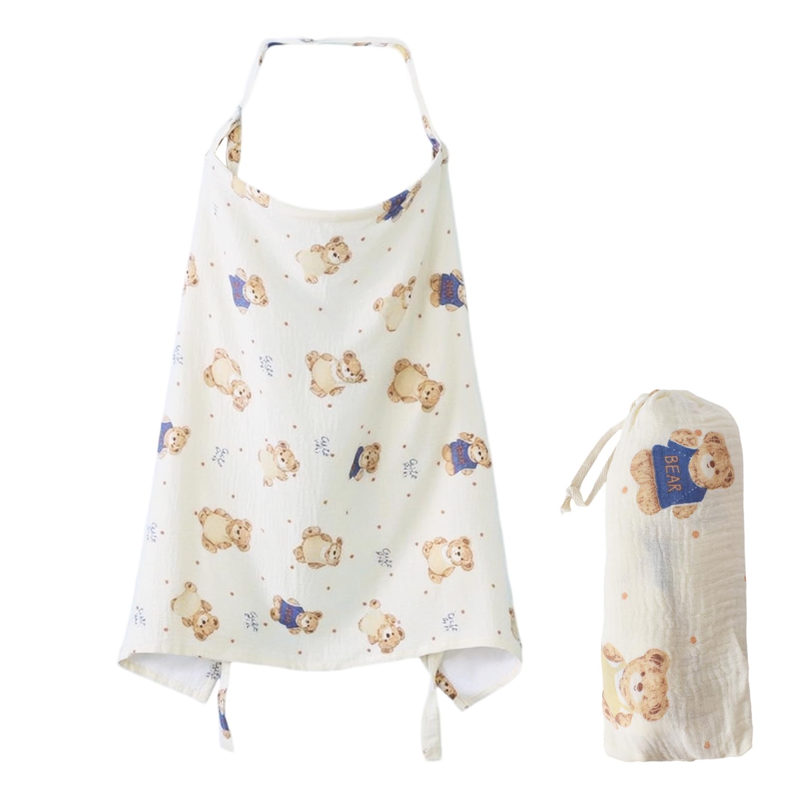 Breastfeeding Cover Ups,Muslin Nursing Cover for Baby Breastfeeding,Breathable Cotton Breastfeeding Cover with Adjustable Strap and Storage Bag