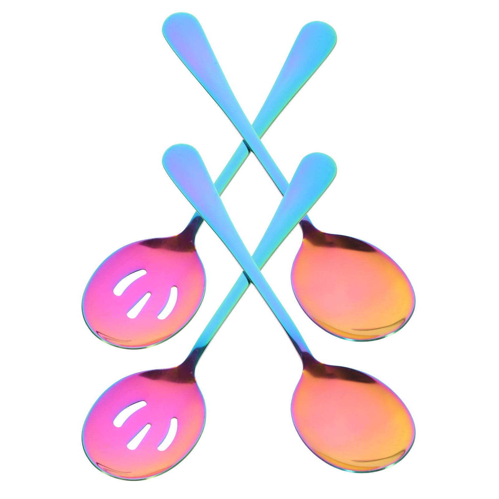 Cucharas ranuradas portátiles para servir comida en reuniones y cenas, set de 4