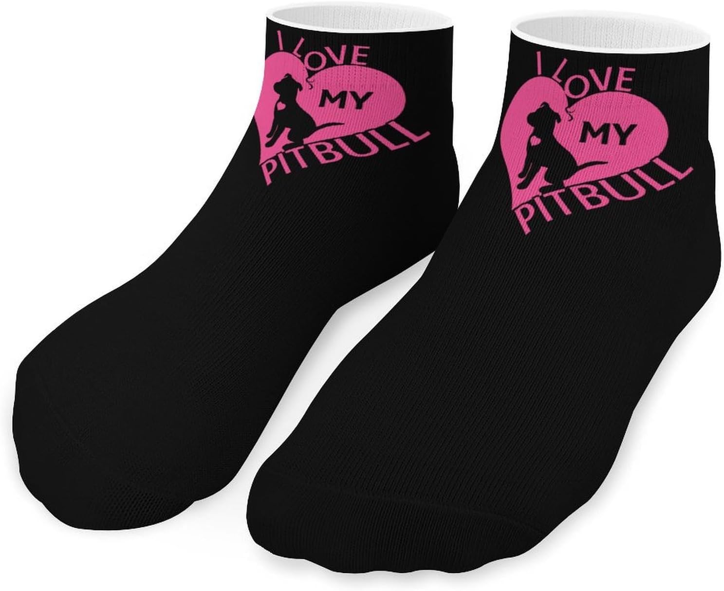 I Love My Pitbull Heart Ankle Socks for Men Women Low Cut Crew Sock Casual Sports Clothing