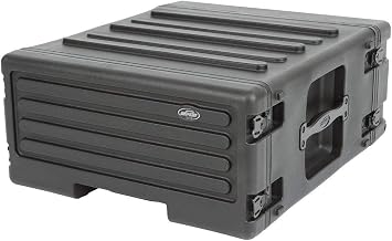 SKB Cases 1SKB-R4UW 4U Roto Rolling Rack, One-touch Pull Handle, Back Lid Mounted Wheels, Threaded Steel Rails, Rear Rack Rails Included, Waterproof Gasket, Rear Access Door | Threaded steel rails, waterproof gasket seal, rear access door, tough molded shell, flight-ready tour gear protection