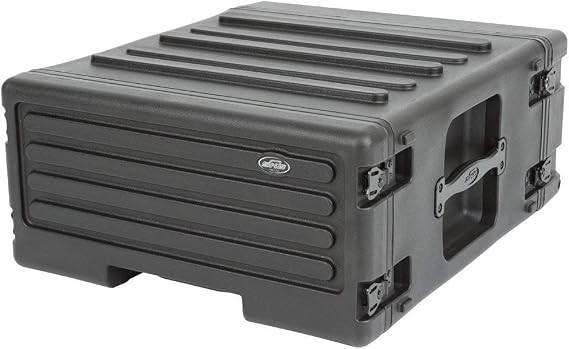 SKB Cases 1SKB-R4UW 4U Roto Rolling Rack, One-touch Pull Handle, Back Lid Mounted Wheels, Threaded Steel Rails, Rear Rack Rails Included, Waterproof Gasket, Rear Access Door | Threaded steel rails, waterproof gasket seal, rear access door, tough molded shell, flight-ready tour gear protection