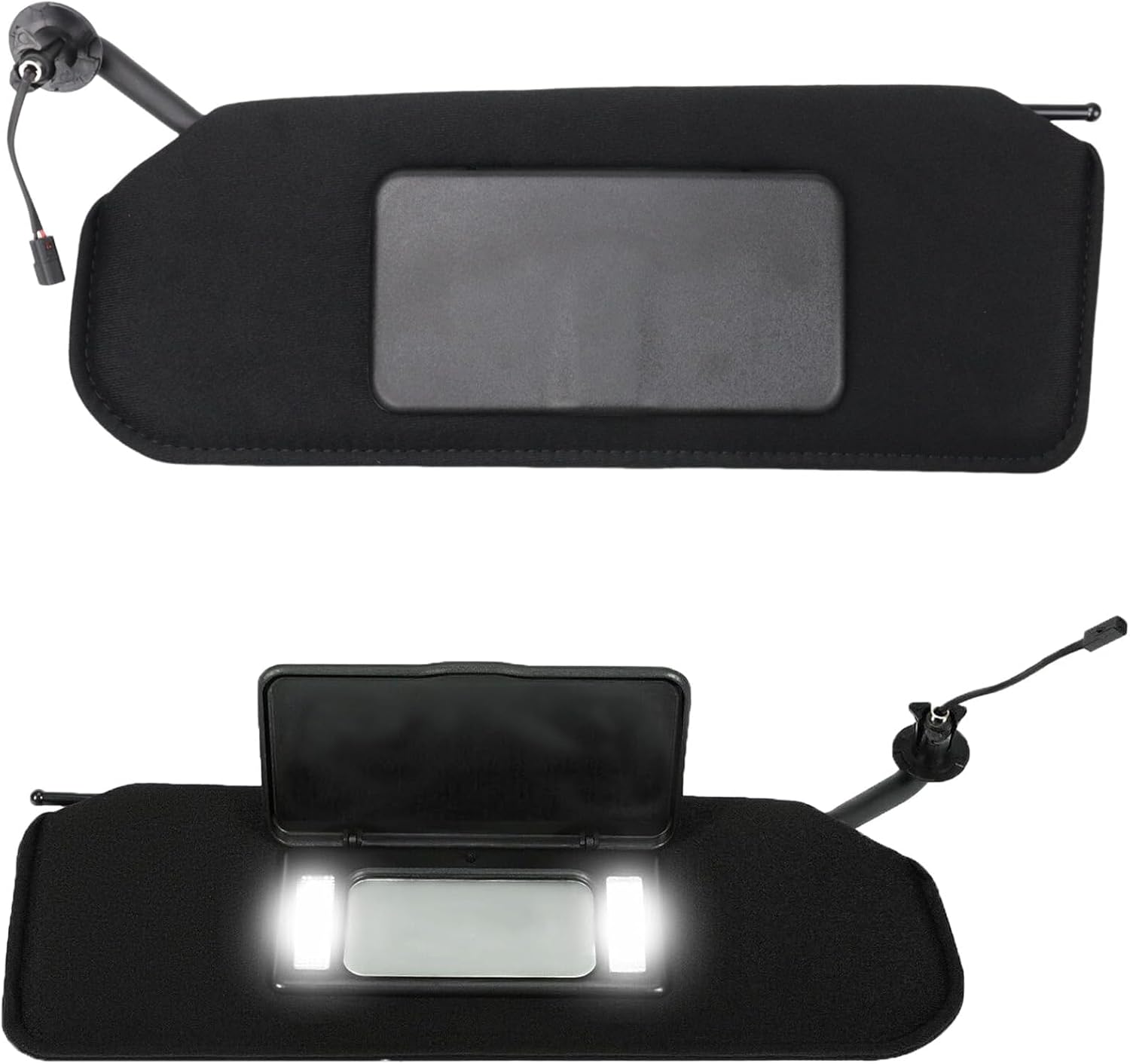Sun Visor Pair Compatible with Chevy Corvette C5 1997-2004 Black Left Driver Right Passenger Replaces 10442033 10442034 - Upgraded LED Vanity Lights & Anti-Sag Design
