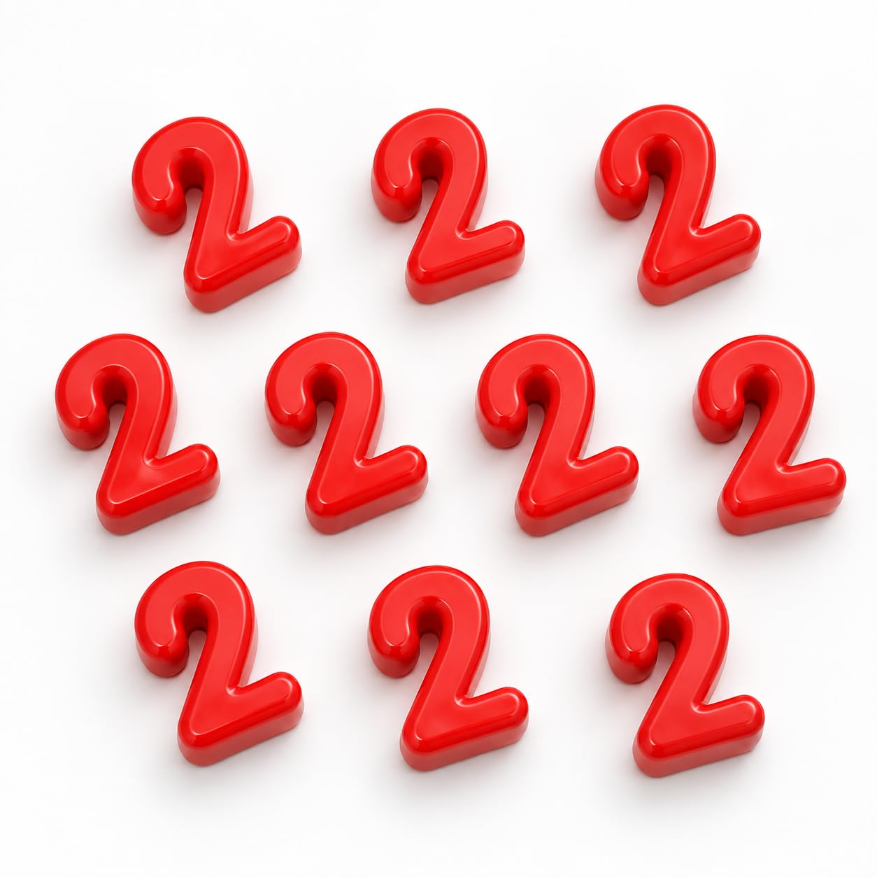 Number Beads, 10pcs Number Beads for Bracelets with 6mm Large Hole, Number Bead for DIY Jewellery Making, Keychains and Paracord Crafts(Red, Number 2, 10)
