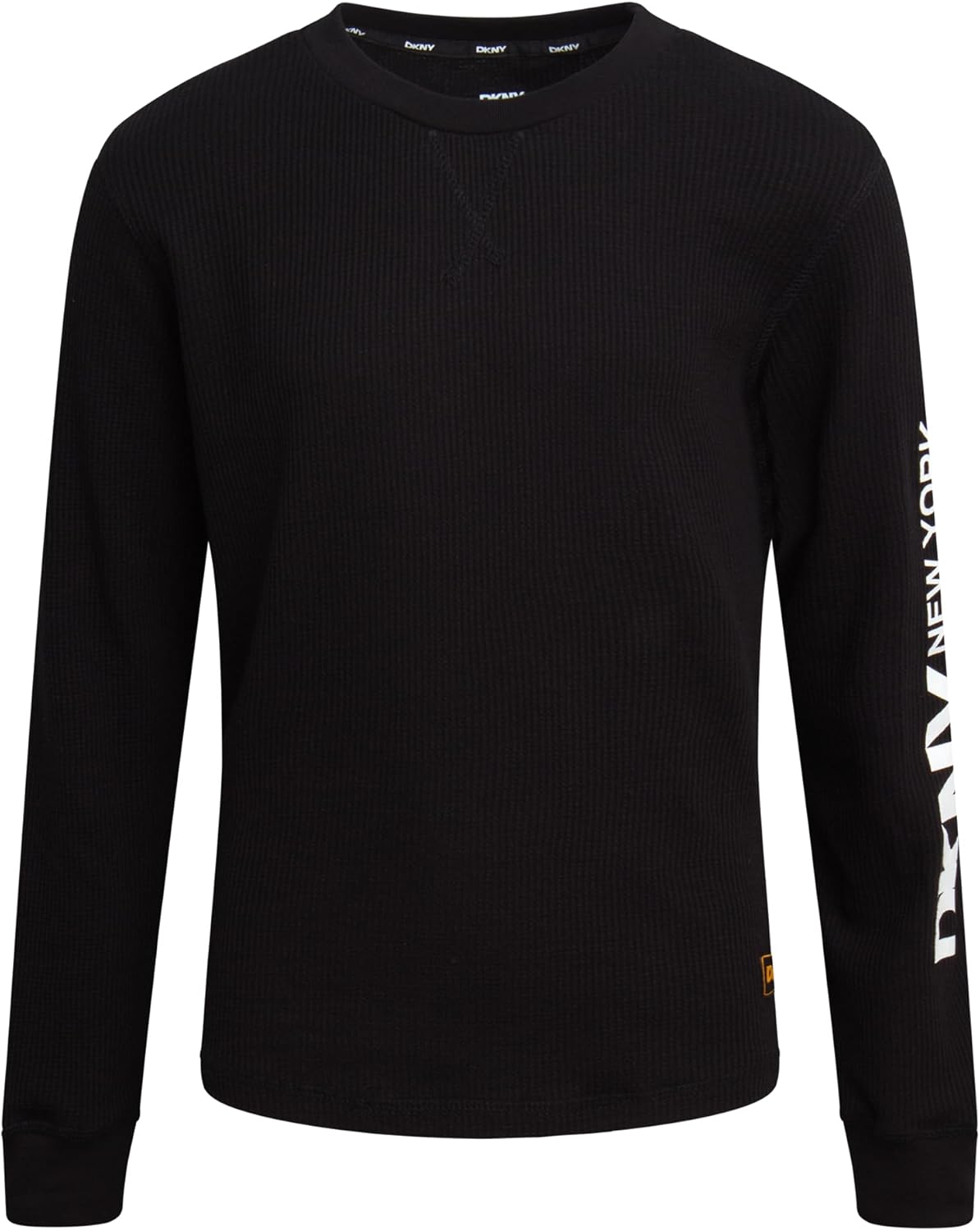 DKNY Boys' Thermal Shirt - Cozy Waffle Knit Pullover Crewneck Long Sleeve Shirts for Layering, Workout, Running (Sizes: 8-20)