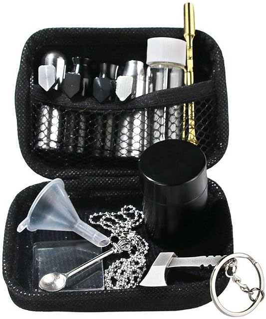 Four Colour Portable Snuff Snorter Kit with Bag (Black)