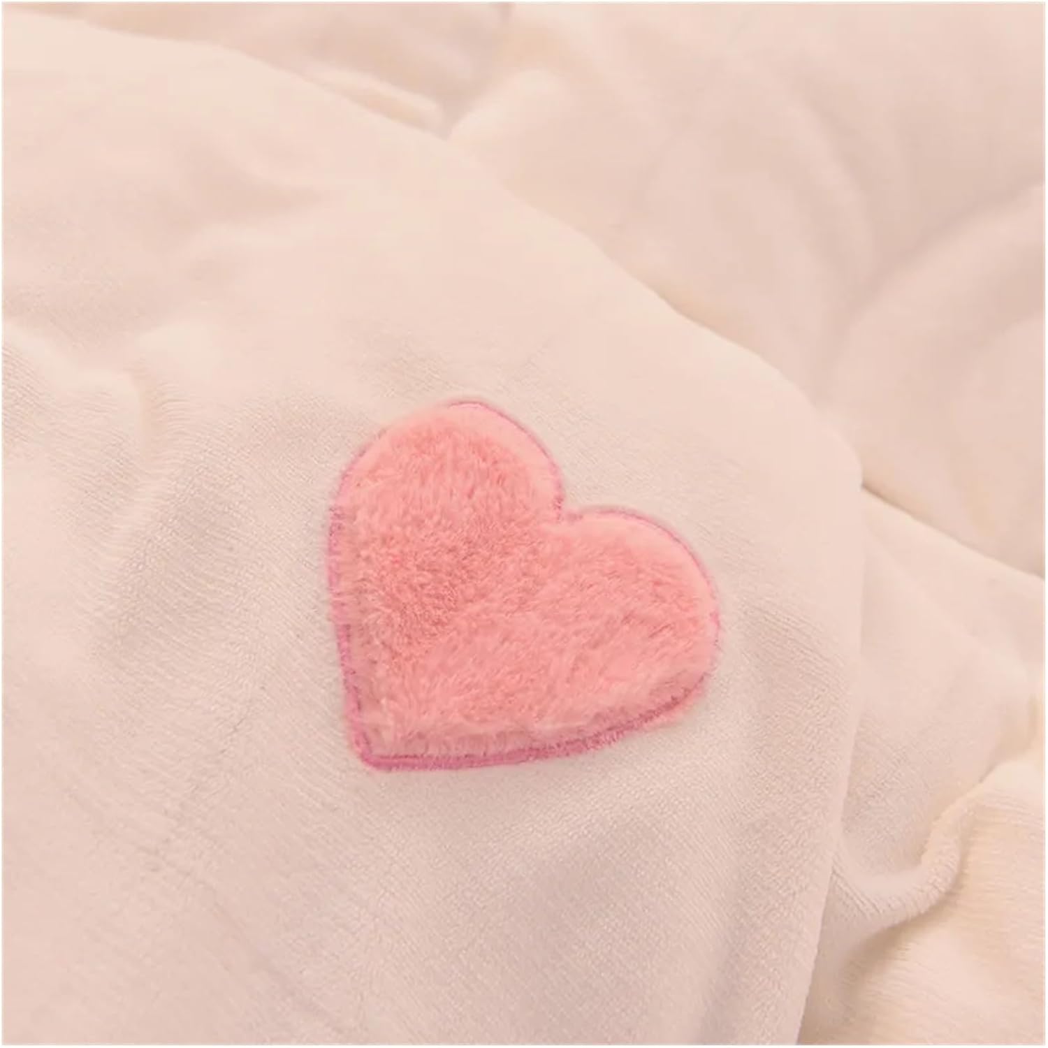 4PCS Winter Fleece Soft Thick Bed Skirt Bedding Set Duvet Cover Bed Linen Pillowcase Fitted Sheet Bed Four Pieces Set(Bianco,1.5M)