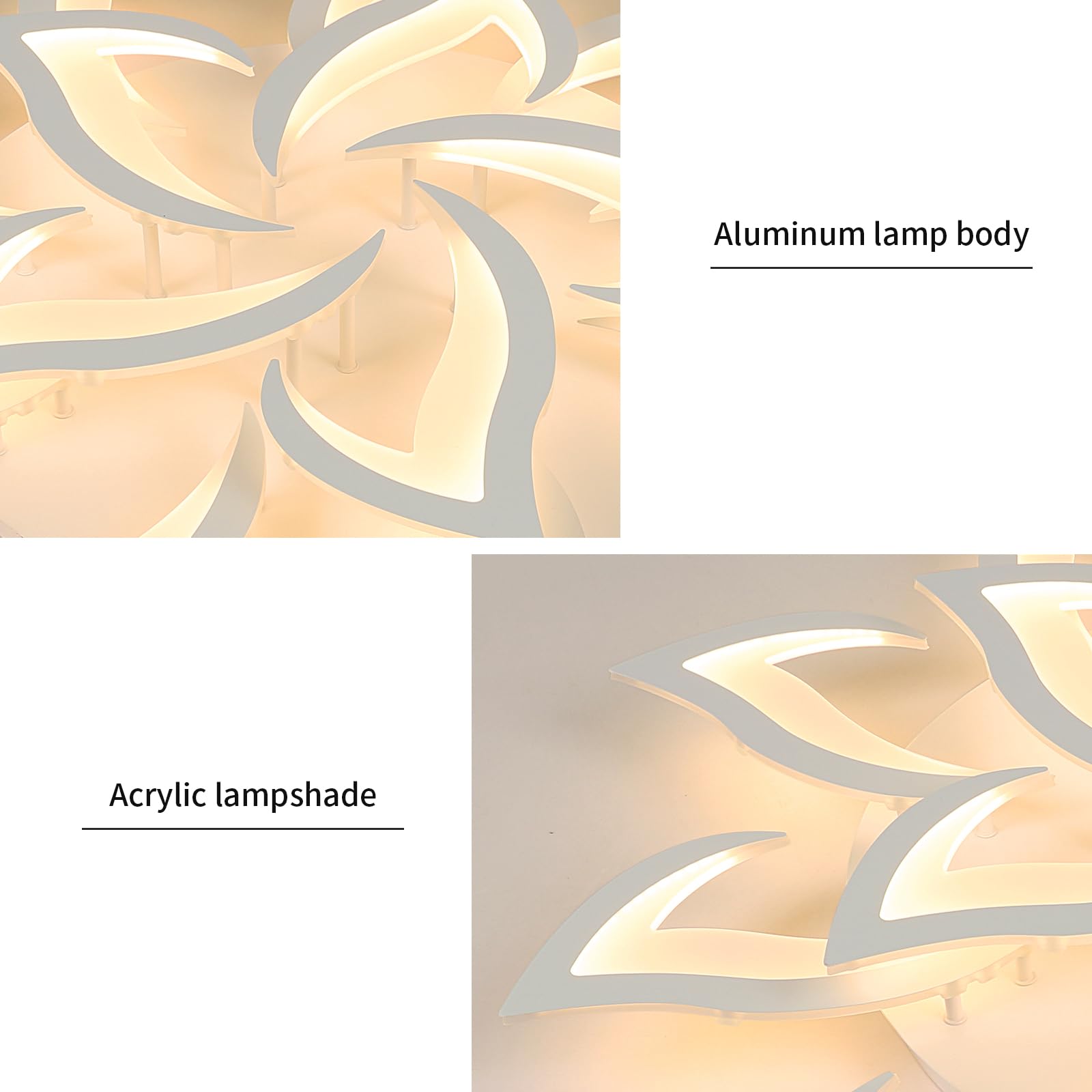 Goeco Lamparas de Techo LED Regulable, 84W Ø 96 CM Plafon LED Techo Forma de Floral con Mando a Distancia 3000K-6500K 14 Pétalos Lámpara de Araña Para Salon Dormitorio, Blanco