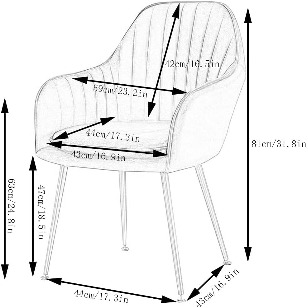 Chaise de salle à manger velours gris foncé assise rembourrée et pieds en métal