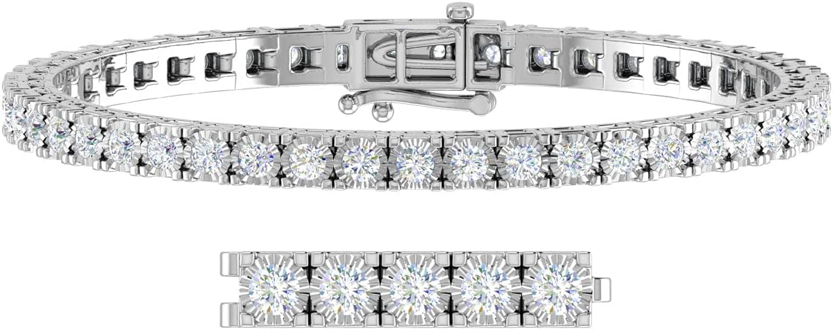 3 to 3 1/2 Carat Natural Diamond Tennis Bracelet for Women in 925 Sterling Silver (7 to 8 inch)