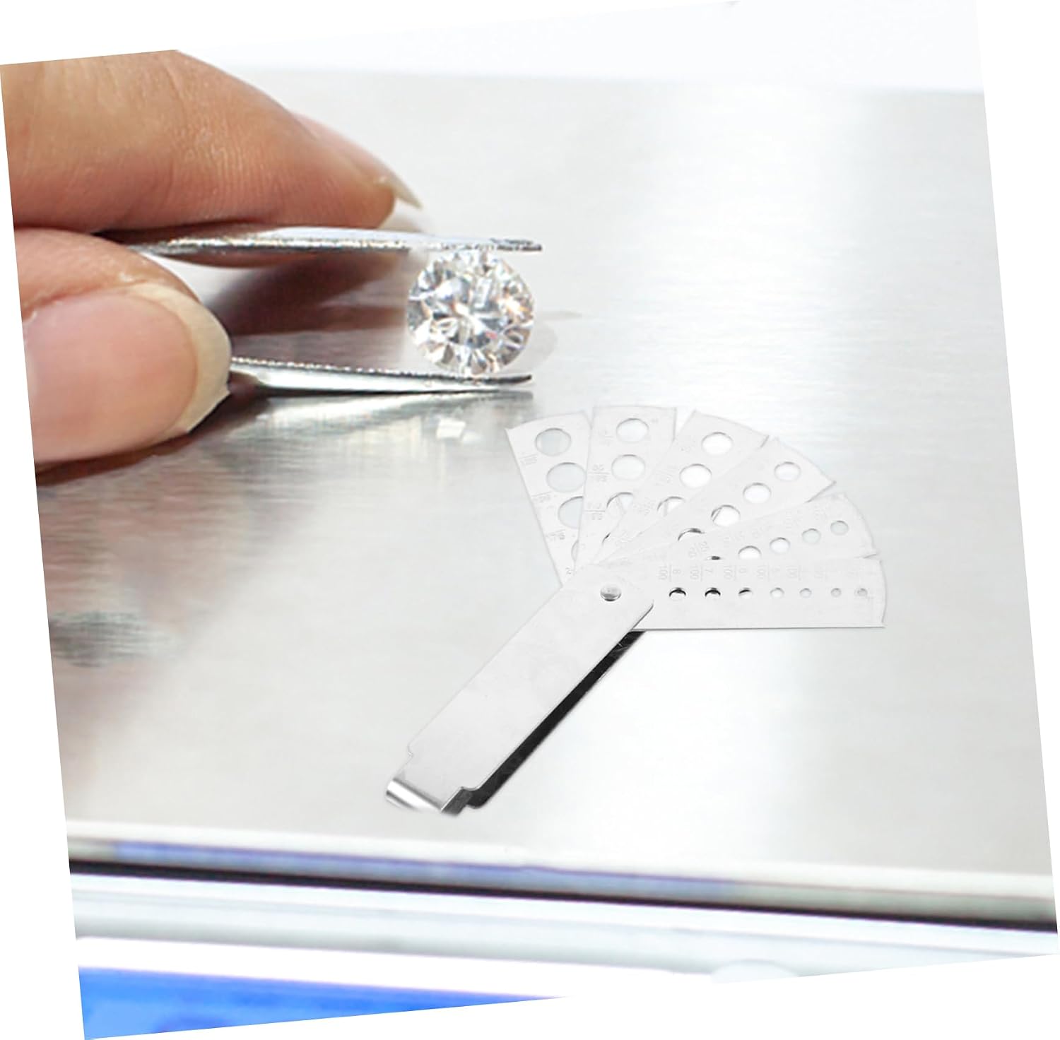Stainless Steel Gem Measuring Tool Portable Multi Hole