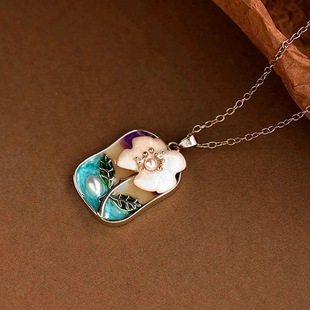 Vintage Gold Enamel Flower Pendant Necklace for Women,Colored Drip Oil Floral Collarbone Statement Necklace,Trendy Party Banquet Jewelry Accessories Gift - Image 4