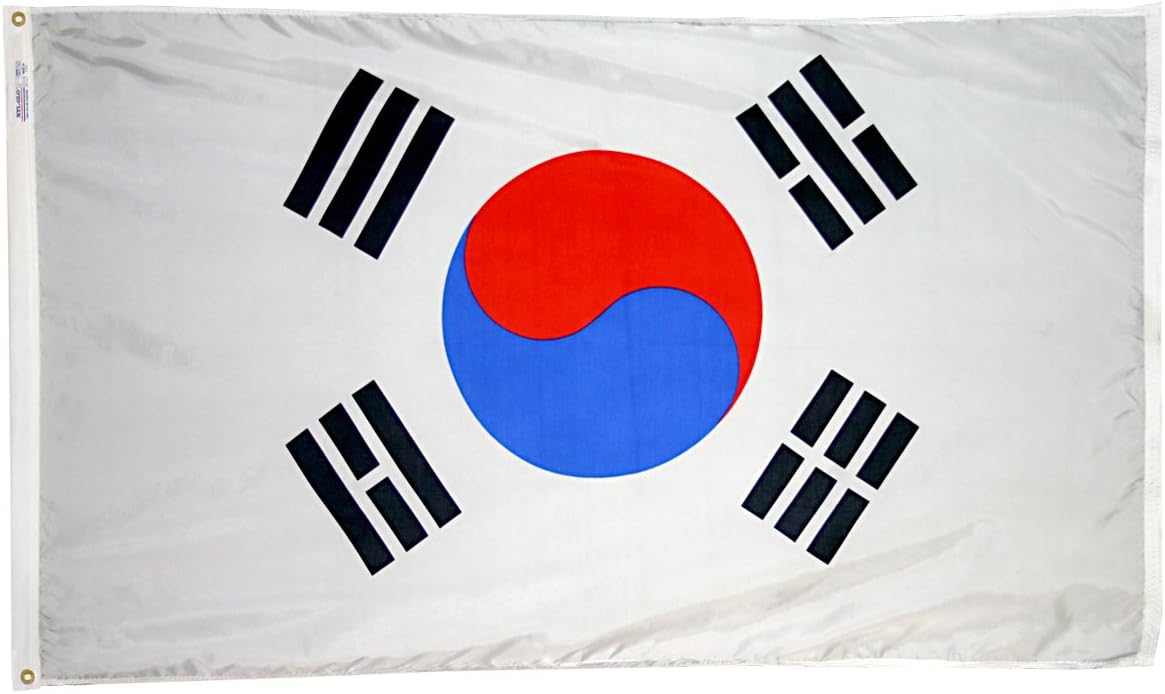 Annin Flagmakers South Korea Flag USA-Made to Official United Nations Design Specifications, 3 x 5 Feet (Model 197606)