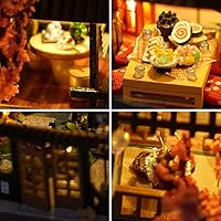 Vista 5 de TOPBSFARNY Casa de muñecas de madera en miniatura japonesa/mar/mercado de casas de coches, kit de casa de muñecas, construcción de villas