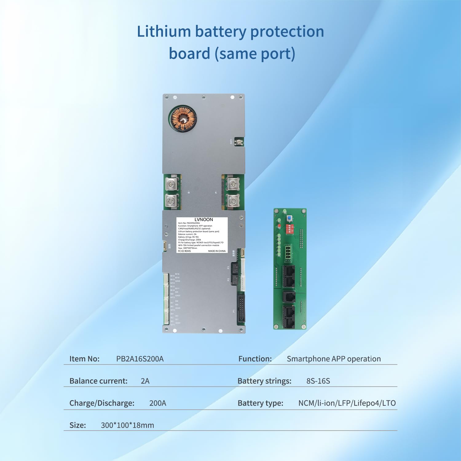 PB1A2A Smart Active Inverter BMS z aplikacją na smartfon, do litowo-jonowego NCM LFP LiFePo4 LTO System zarządzania baterią 7S do 16S 48V 51.2V 100A 150A 200A Home Energy BMS (PB2A16S200A)