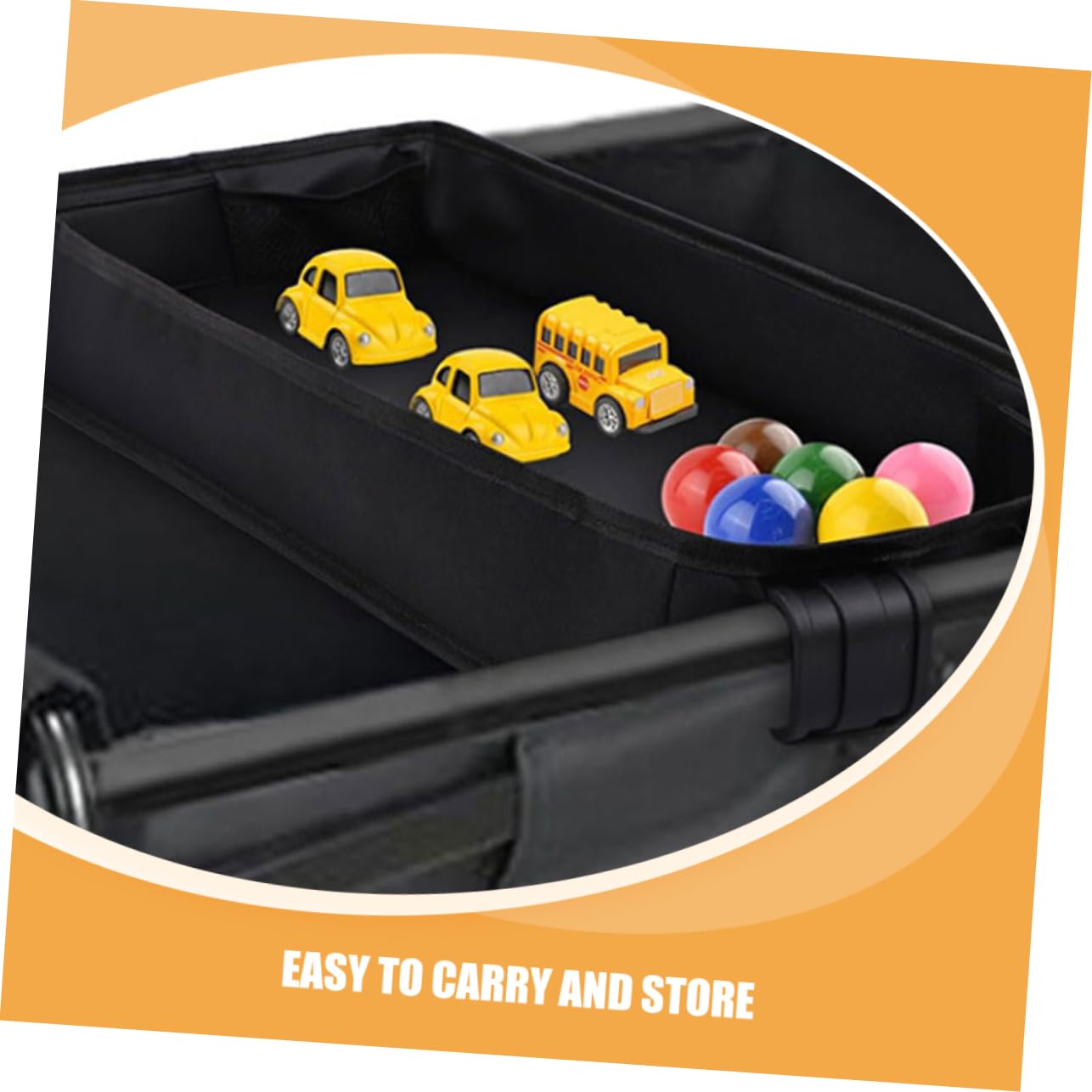 Vassoio per Passeggino Fissaggio a Clip, in Canvas Nero, Leggero e Stabile, per Viaggio, Accessorio Organizer per Snack e Alimenti