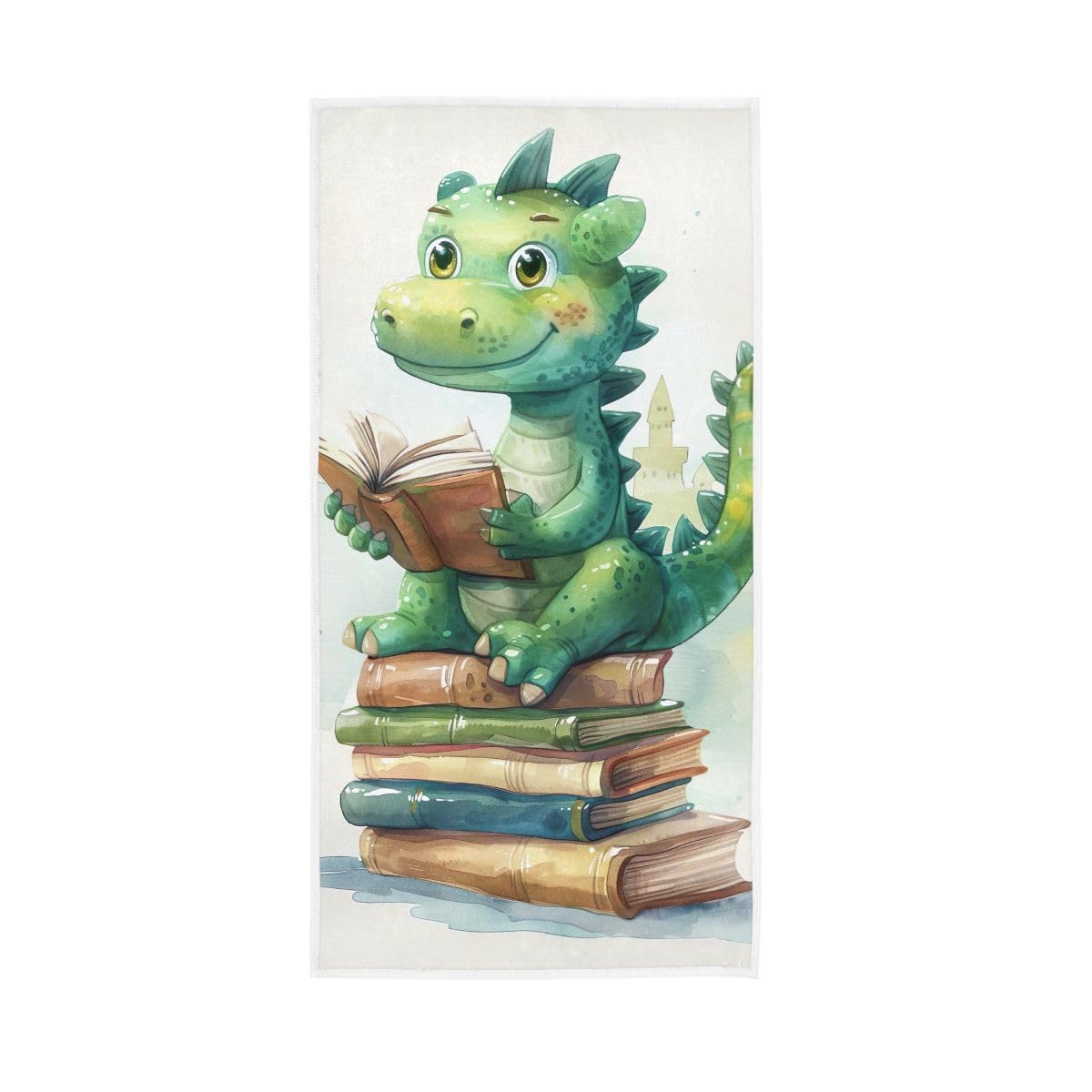 HUYGD Cute Dragon Reading Book Hand Towel, Bathroom Hand Towels Decorative 15 x 30 Inches