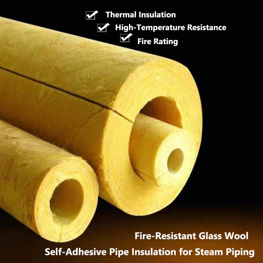 100cm Tubo De Espuma De Aislamiento Lana De Roca, Revestimiento De Aluminio, Coquilla Aislante - Impermeable/Ignífugo/Anticongelante(ID108.0mmxT50.0mmxL1.0m)