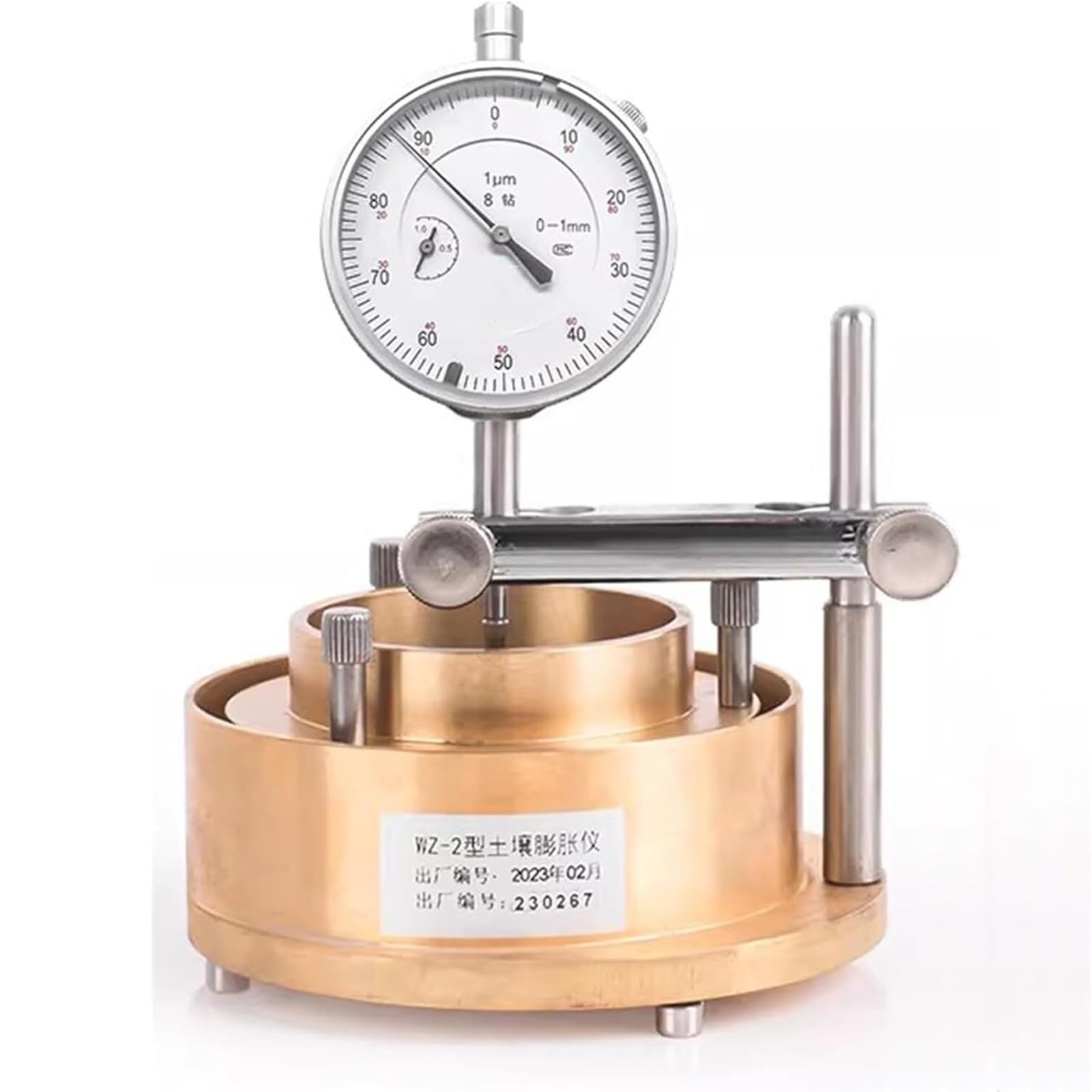 Probador De Tasa De Hinchazón Del Suelo, Herramienta De Medición Del Contenido De Humedad, Con Micrómetro Mecánico Y Vaso Medidor De Latón, Diseño Desmontable, For Laboratorio