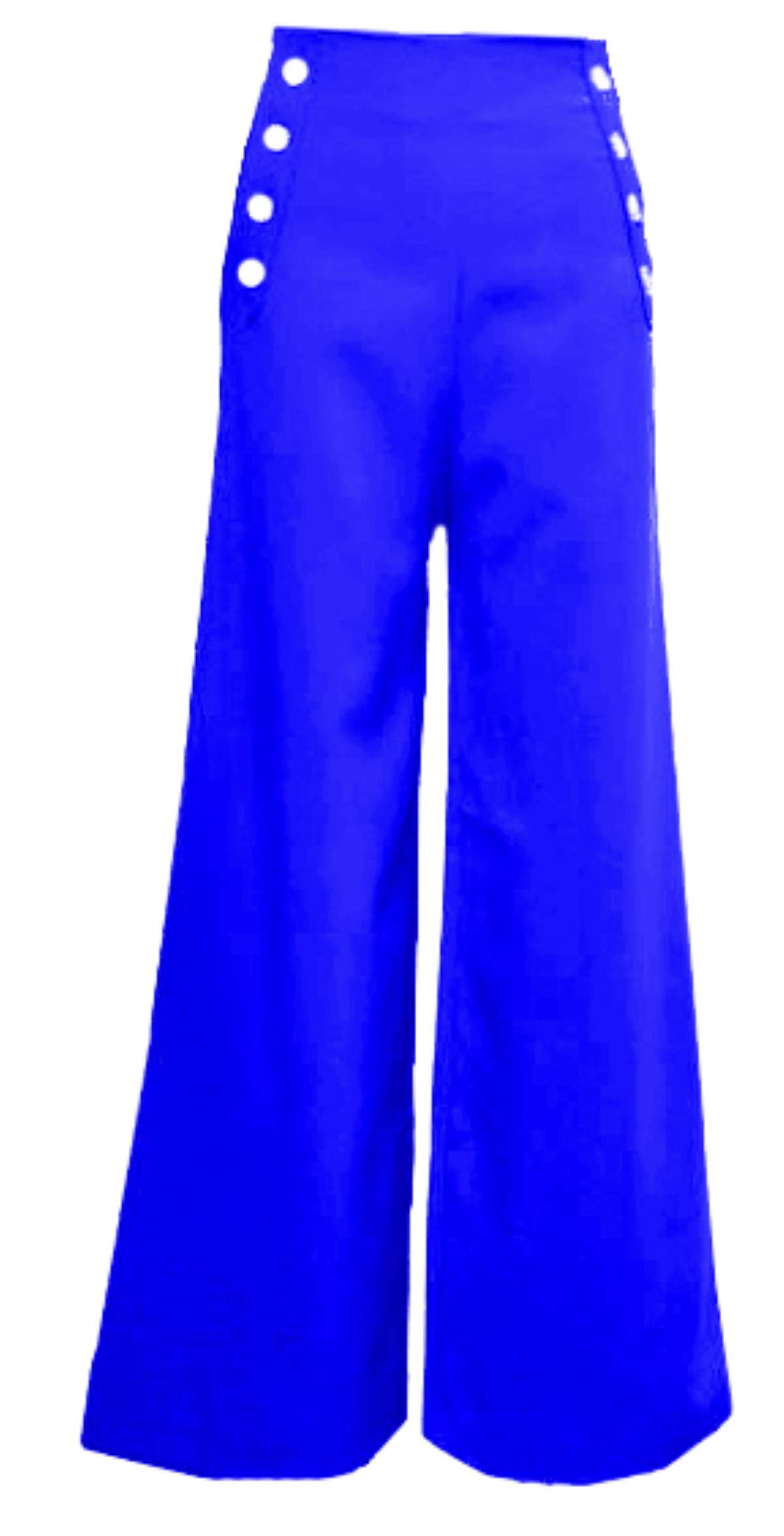 Womens ARIS Allen Wide Legged Retro Sailor Pant Medium 8 Ornamental Buttons, A Faux FNT Flap, and Side Zipper Royal Blue