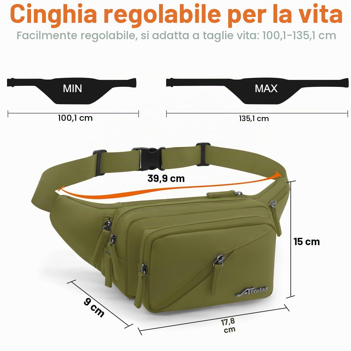REETEE Marsupio Uomo Donna Impermeabile Marsupio Sportivo con Portaborraccia, Marsupio Trekking per Corsa, Campeggio, Viaggio, Escursionismo e Outdoor Sportivo (verde)