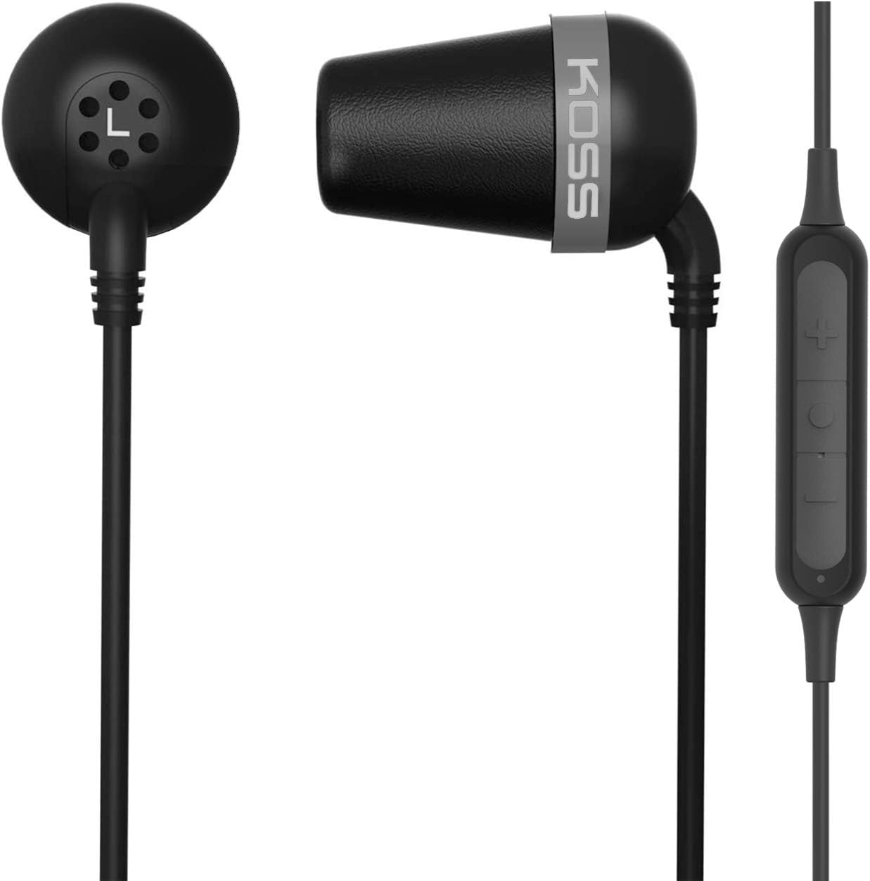 Koss The Plug Wireless Bluetooth in-Ear Buds, in-Line Microphone and Remote, Noise Isolating Memory Foam Cushions, Black