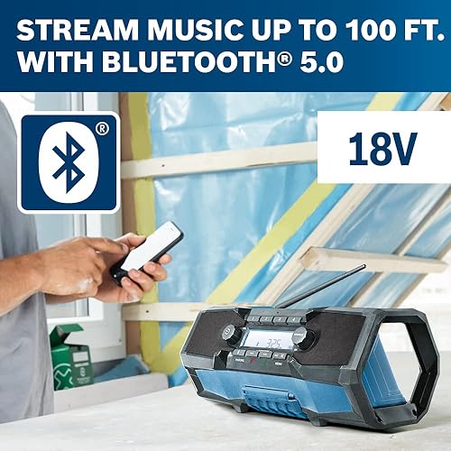 Miniatura 11 de BOSCH GPB18V-2CN - Radio inalámbrica para el lugar de trabajo de 18 V con Bluetooth 5.0, portátil, duradera, graves mejorados, carga USB, entrada