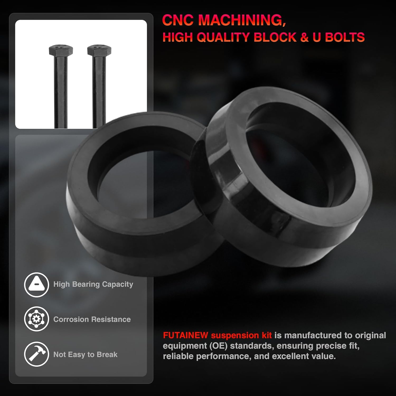 3" Front 2" Rear Leveling Lift Kit for 2003-2022 4Runner 2WD/4WD, 2007-2015 FJ Cruiser 4WD, 3" Front Strut Spacers and 2" Rear Polyurethane Coil Spring Spacers