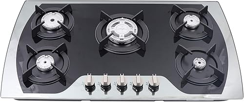 Placa de gas de 35.4 pulgadas, estufa de gas de 5 quemadores, estufas de gas convertibles GLPNG integradas con vidrio templado (35.4 pulgadas) disponible en Yaxa Peru