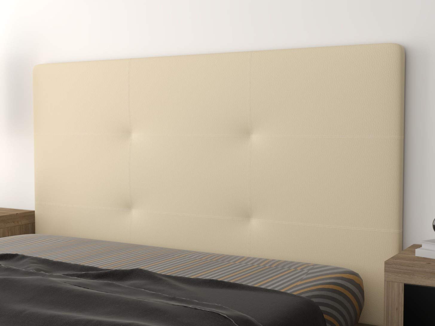 LA WEB DEL COLCHON Cabezal Cama Andrea Tapizado Acolchado 8 cm con Fijación a Pared – Cabecero de Cama Suave y Elegante – Cama de 80 (90 x 70 cms) Blanco Polipiel – Cabeceros Acolchados — view 7