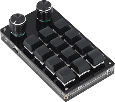 12 Keys Programmable Keypad, One Handed Macro Mechanical Keyboard, 2 Knobs Small OSU RGB Keyboard