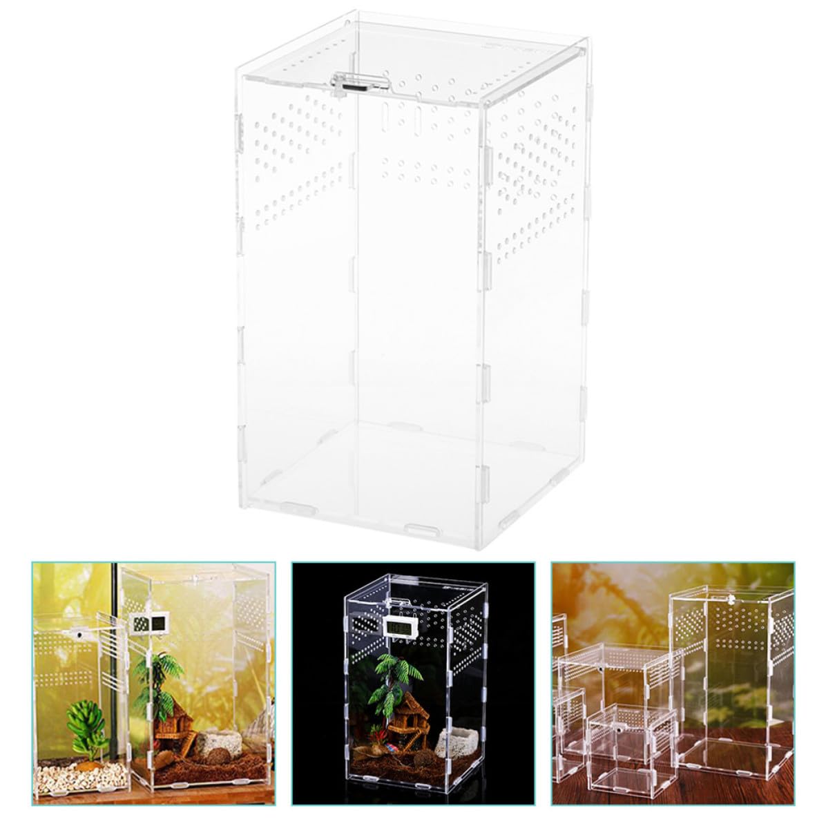 Caja de Acrílico Transparente para Reptiles Ventilación Estable y Cría