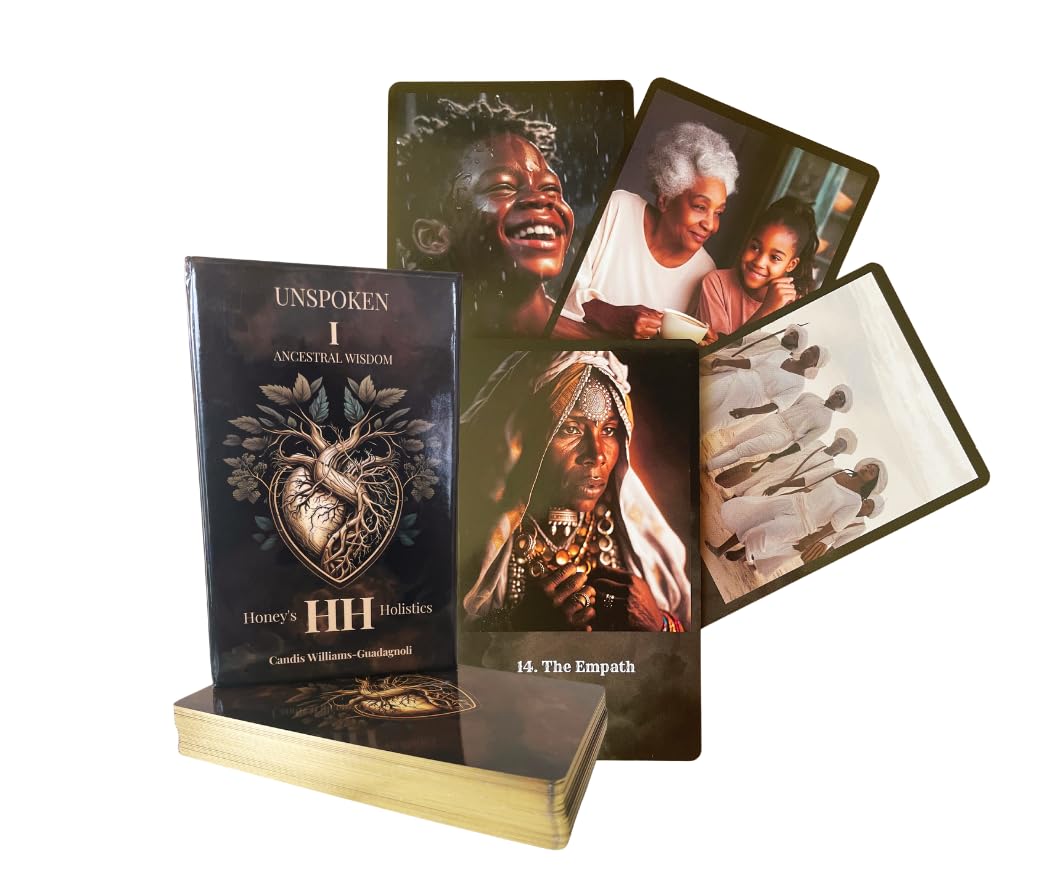 Honey's Holistics Unspoken Oracle Card Deck - 40 Card Messages from Spirit Guides with Guidebook - Intuition, Self-Love, Clarity, Black Culture, Angels, Heart, Third Eye, and Crown Chakra