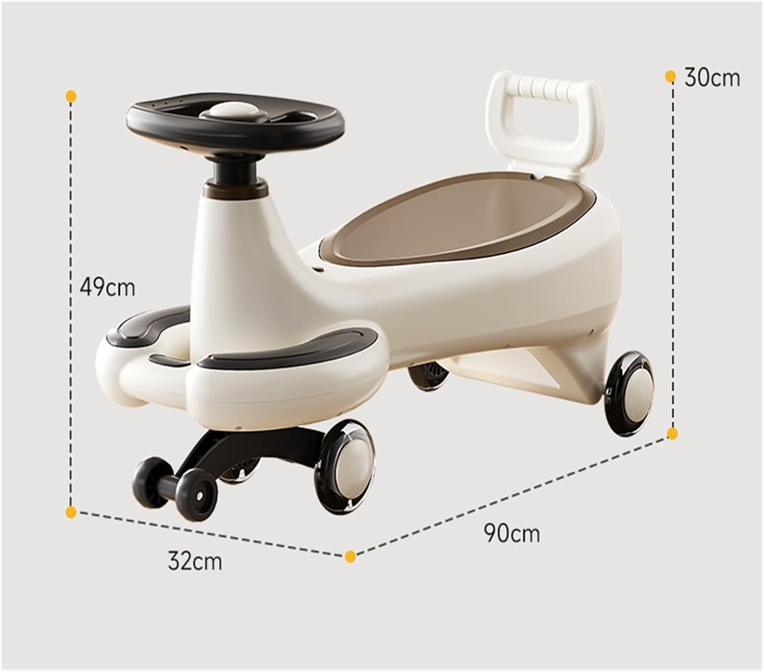 Twist car Wiggle Car for Kids Music Silent Flashing Wheels Ride On Toys with Under-Seat Storage, for Indoor Outdoor Ride on Toy(Brown)