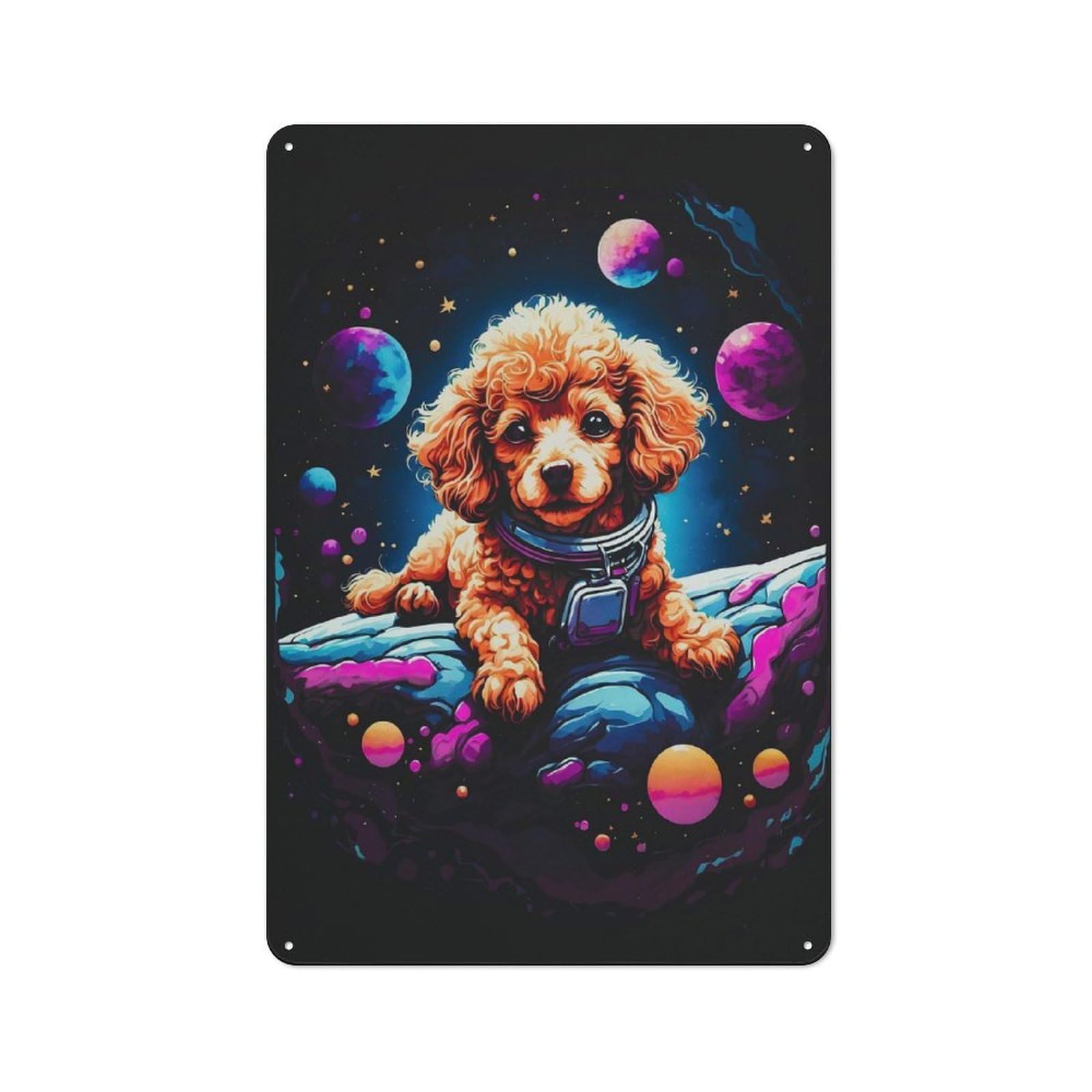 Junmoney Poodle Puppy Cottage Style Metal Wall Decor 30X20cm, Farmhouse Metal Sign For Farmhouse Kitchen, Pantry Or Dining Area